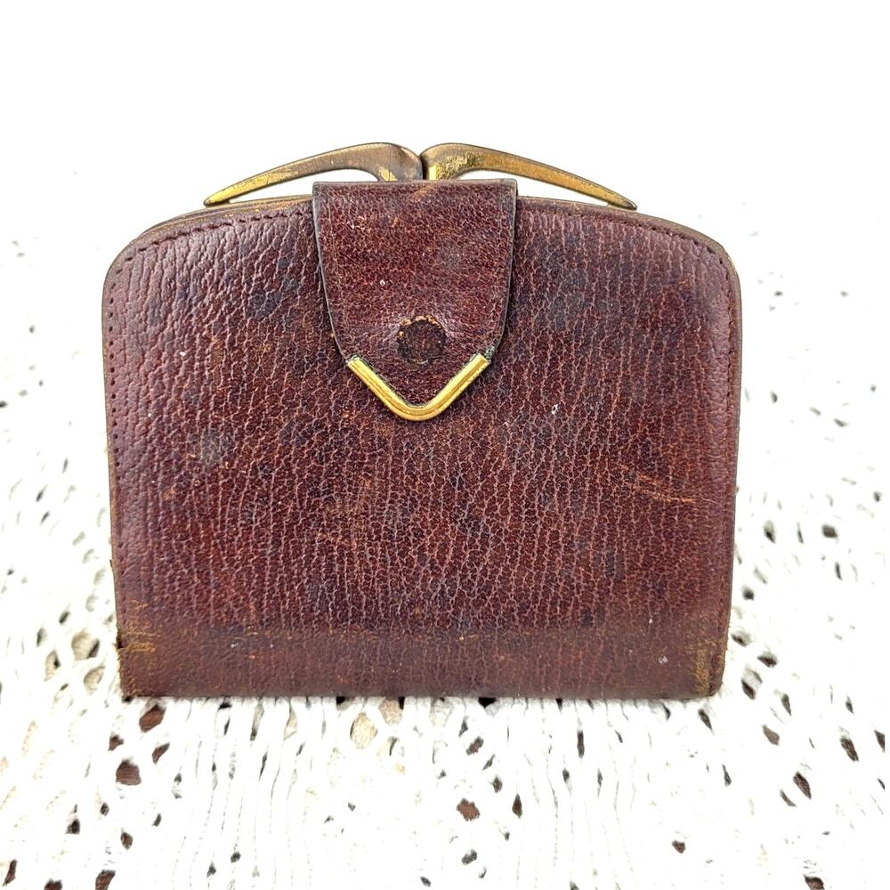Vintage Unique 70s 80s Grampian Goat Wallet Made in England Brass & Leather Shop